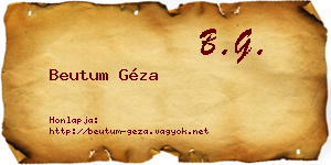 Beutum Géza névjegykártya